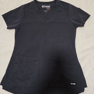 Grey's Anatomy Black V-Neck Medical Scrub Top